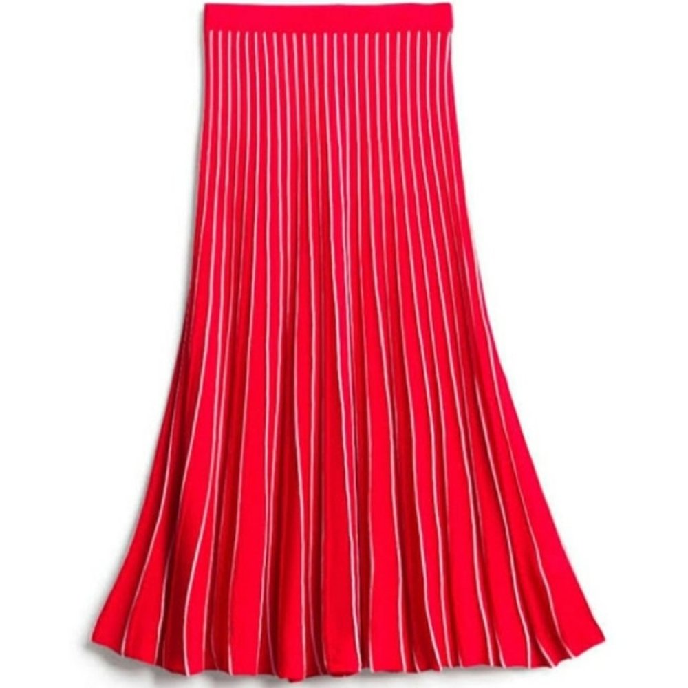 KATIE STURINO SIZE 1X RED PLEATED KNIT SKIRT